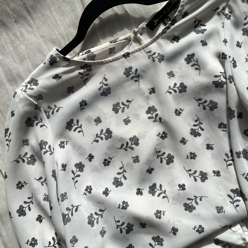 Black and white floral blouse